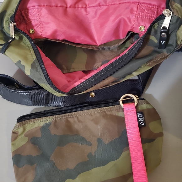 Anthropologie Andi Camo Bag Hot Pink Accents Y2k Trendy Camo Tote Gorpcore - Picture 6 of 9